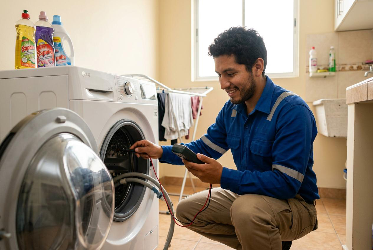 Técnico reparando lavadoras a domicilio en Lima